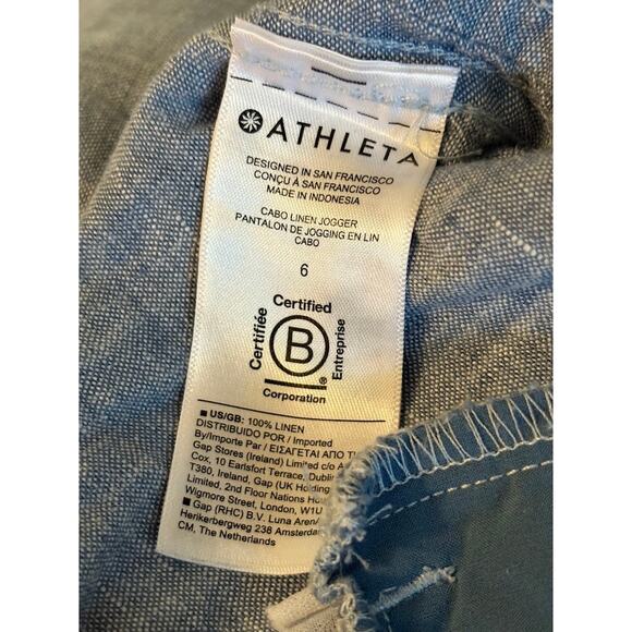 Athleta Women's Blue Cabo Linen Jogger Pants - Size 6 - Picture 9 of 9